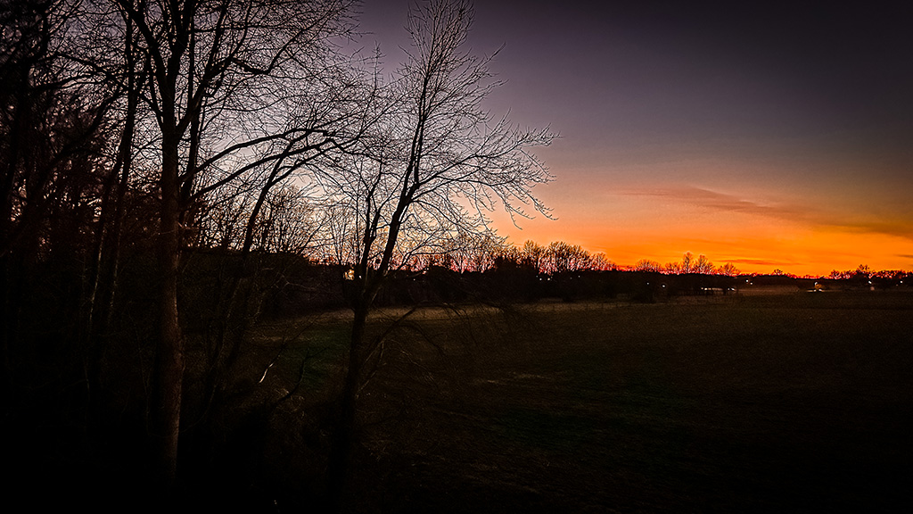 winter sunset in rural Indiana