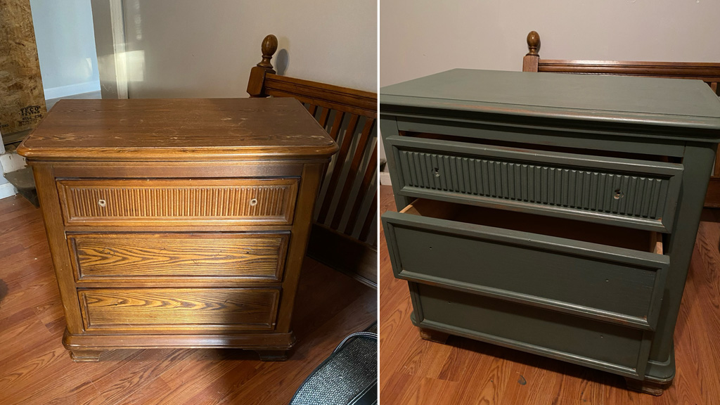 painted night stand before and after