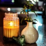 lit candle for relaxation